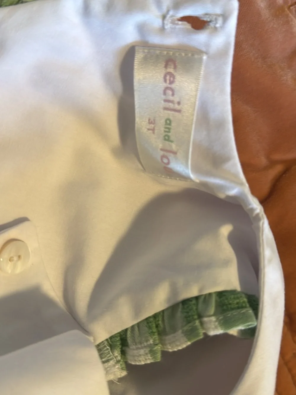 Green Gingham Appliqué Kids Dress with Apple Detail